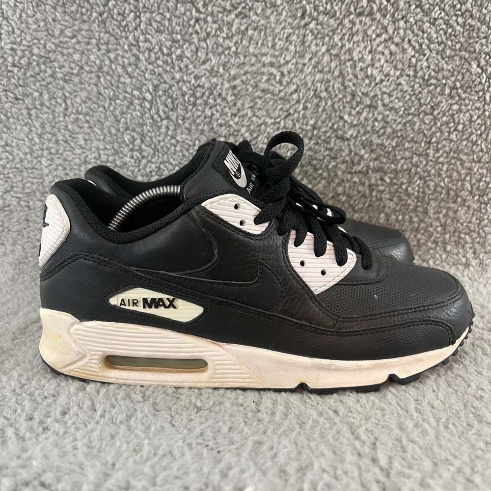 VTG 2008 Nike Air Max 90 Mens 8.5 Black White Leather Retro Shoes 309299-994 - Picture 4 of 9